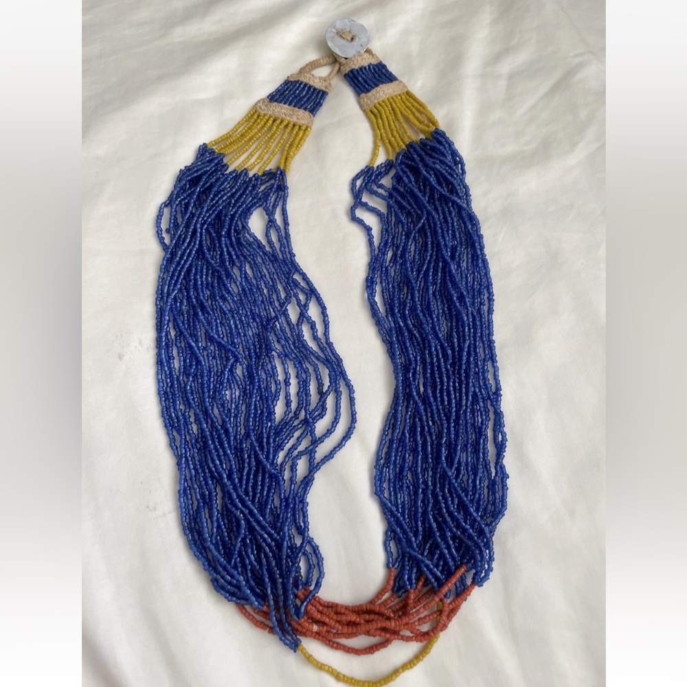Antique Blue Glass Beads Vintage 1900s Authentic Konyak Naga Cobalt Necklace